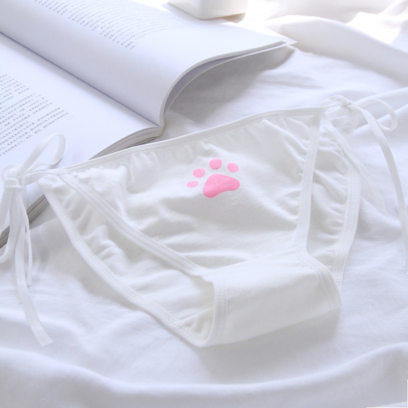 Quần lót AIJOLEN vải cotton eo thấp in họa tiết dấu chân cún thoáng khí thời trang dễ thương quyến rũ cho nữ