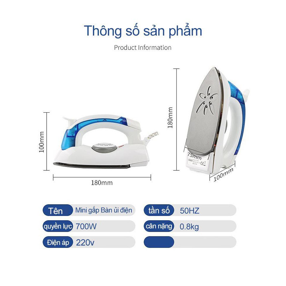 [Đồ Tiện ích] Bàn là ủi hơi nước HT258B gấp gọn mini cầm tay bàn ủi du lịch Iron siêu nhỏ. Hàng loại 1.