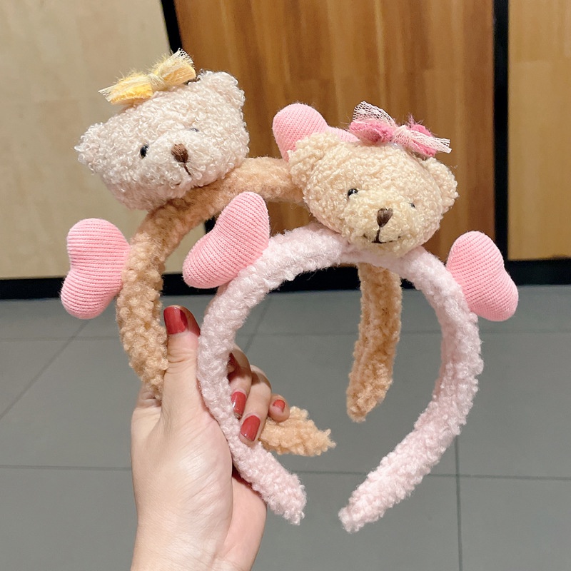 Băng đô cài tóc hình chú gấu hoạt hình dễ thương phong cách Hàn Quốc thời trang thu đông xinh xắn
