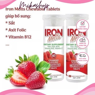 Viên ngậm Bổ sung Sắt Úc vị dâu Iron Melts 50 viên