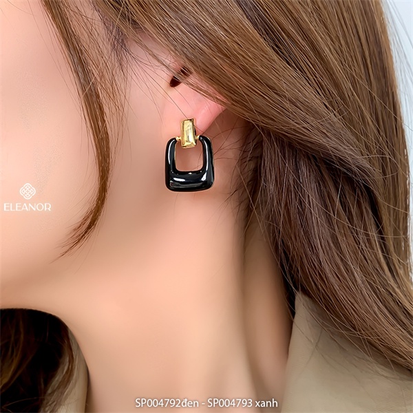 Bông tai nữ chuôi bạc 925 Eleanor Accessories phụ kiện trang sức phong cách Hàn Quốc hình chữ nhật nhiều màu sắc