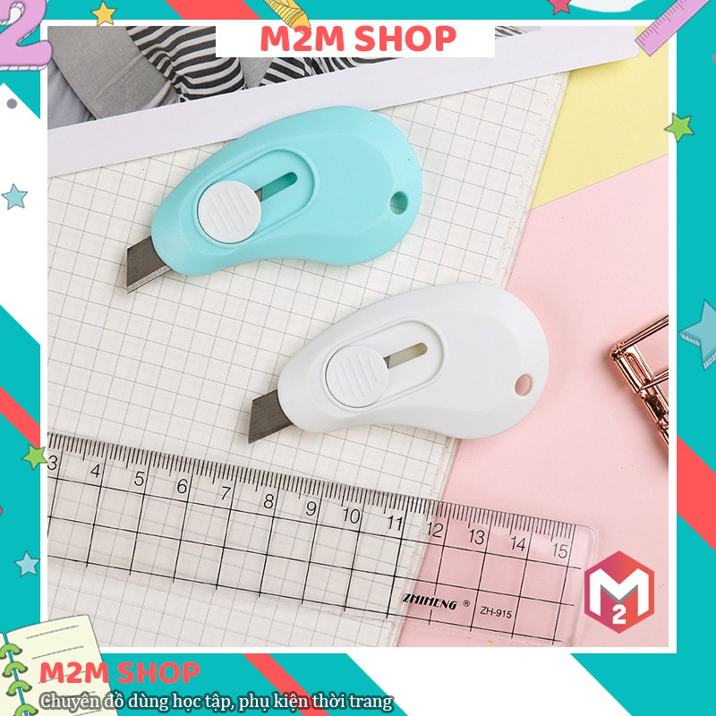 Dao rọc giấy mini cute có chốt an toàn hình kẹo nhiều màu cắt washi tape