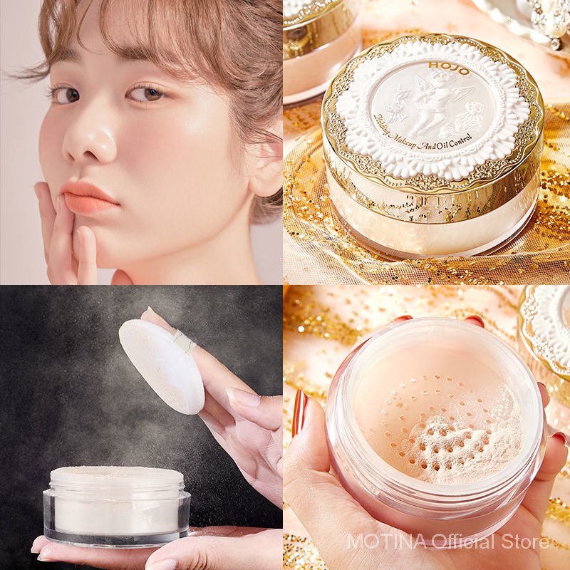 Phấn phủ HOJO dạng bột kiềm dầu che khuyết điểm không thấm nước và mồ hôi kèm mút tán