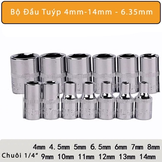 Bộ đầu tuýp 6.35mm - size 4mm đến 14mm - hàng chất lượng