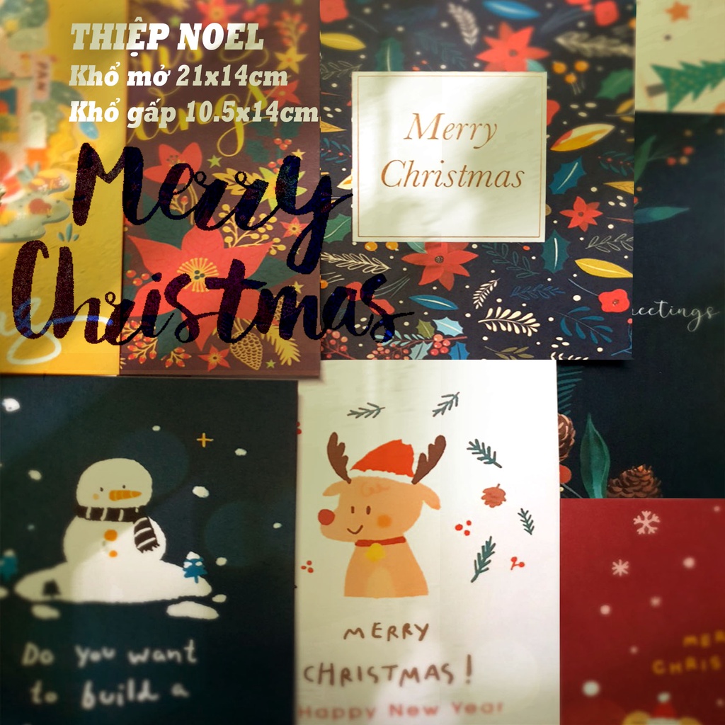 Thiệp chúc mừng Giáng sinh Merry Christmas 14*21cm - Thiệp Noel có kèm bao thư