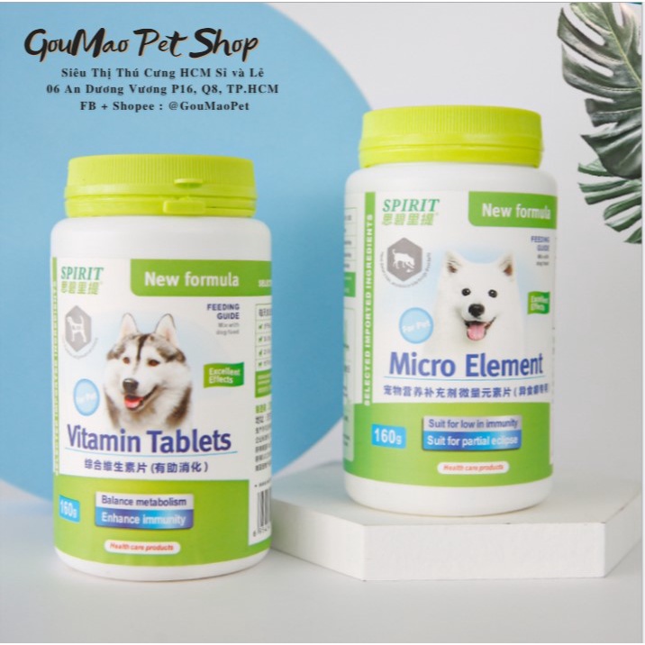 [Rẻ vô địch] 1 viên Canxi/Vitamin/Khoáng/Dưỡng lông bổ sung dinh dưỡng, kích thích ăn uống cho chó mèo chính hãng Spirit