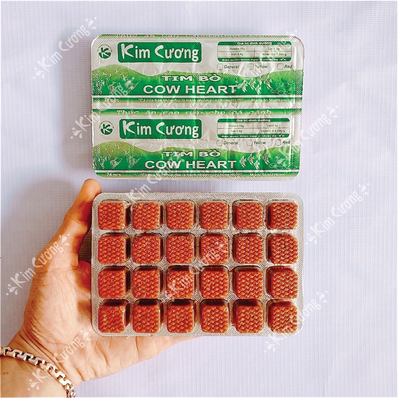 Tim bò KIM CƯƠNG_kích màu[Vàng]_10vỉ/1kg_thức ăn chăm sóc cho cá cảnh_an toàn bể cá_thú vui thủy sinh_betta_7 màu_koi...