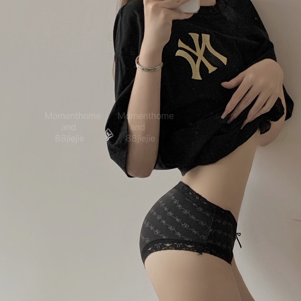 Quần Lót Lụa Lạnh Không Đường May Lưng Vừa Đính Nơ Dễ Thương Thoáng Khí Cho Nữ