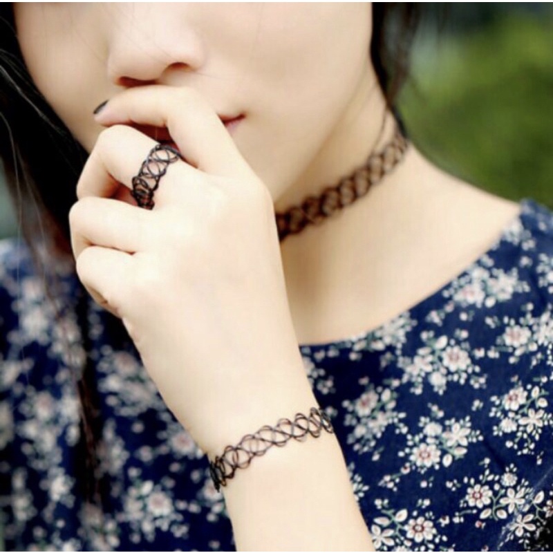 DÂY CHUYỀN CHOKER, VÒNG TAY TATOO đen, vòng cổ lắc tay phụ kiện thời trang cá tính