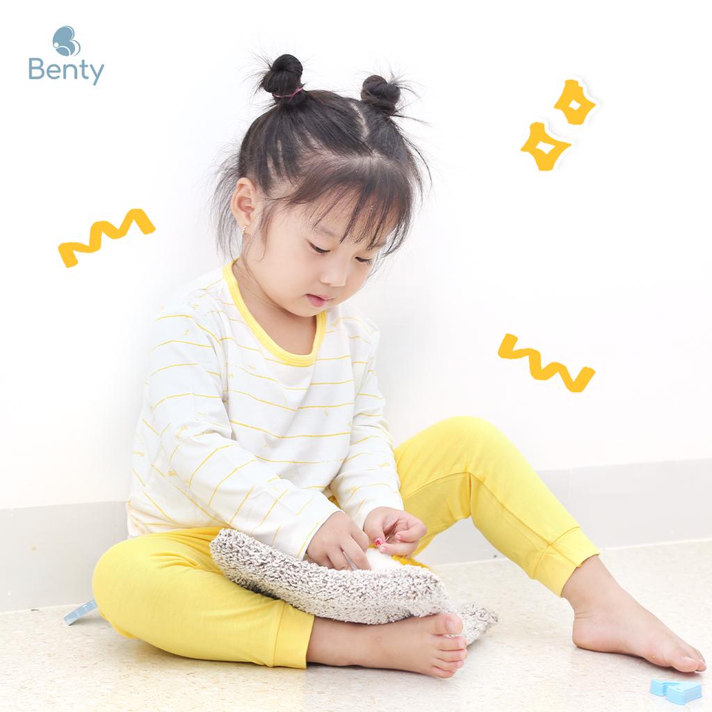 Bộ dài cài vai sọc ngang BENTY cotton sang trọng mềm mịn, quần áo trẻ em cao cấp bé trai, bé gái