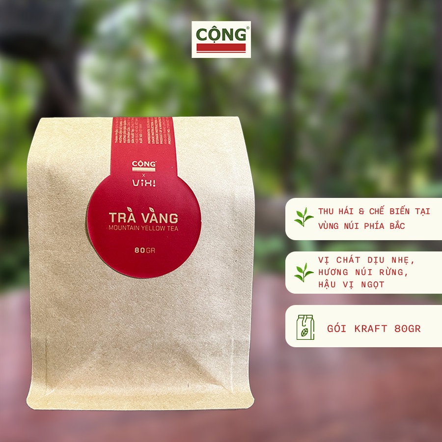 Set trà 3 loại Cộng Cà Phê x ViXi - trà xanh 160gr, trà vàng 80gr, trà hồng 80gr