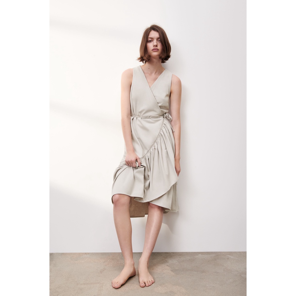 Đầm vạt chéo nhún bèo ZARA Nhật Auth