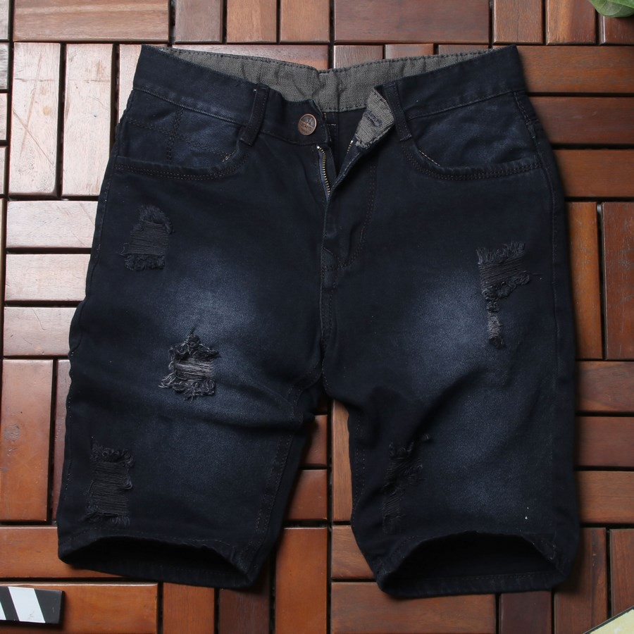 Quần short jean nam đen rách lỗ GN417 Gấu Nâu GIẢM GIÁ 20%  . .. .