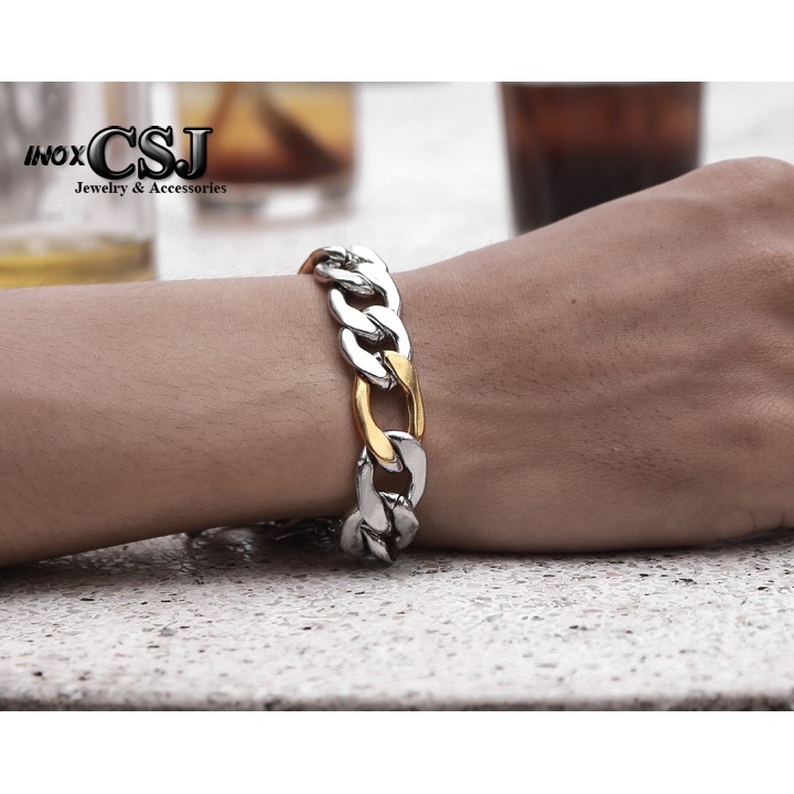 LẮC TAY NAM INOX KIỂU LẶC ĐẠI 14LY MẠ VÀNG đẹp mà chất