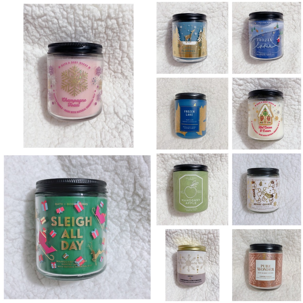 {HỎA TỐC}Nến Thơm Single wick Candle 1 tim 198gr Bath &amp; Body Works BBW 1 bấc Flannel Pure wonder Tea &amp; Sage