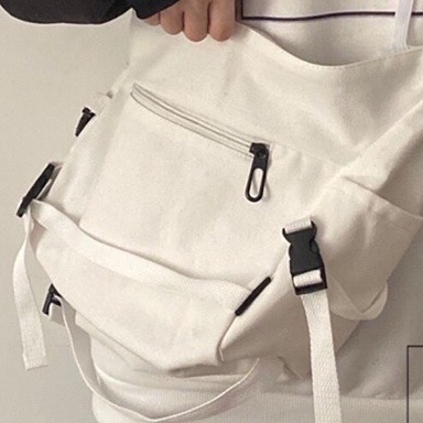 túi vải đeo chéo canvas Unisex trơn thời trang Hàn quốc đi học , đi chơi