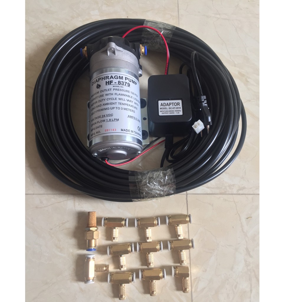 Bộ máy phun sương hoàn chỉnh 10 béc, Tưới 10m2