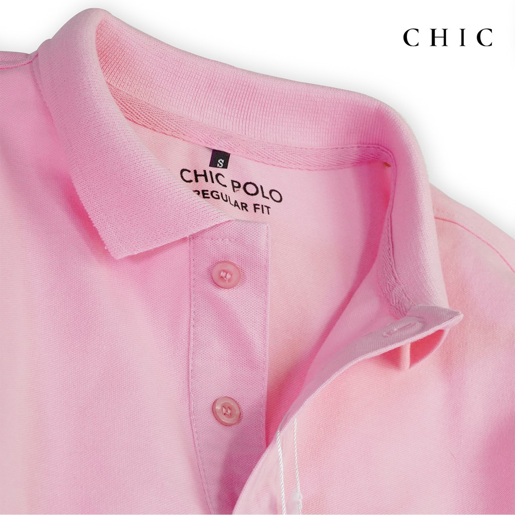 Áo polo nam ngắn tay màu Hồng Pastel cổ trụ CHIC, áo thun nam vải cá sấu cotton phong cách hiện đại tinh tế