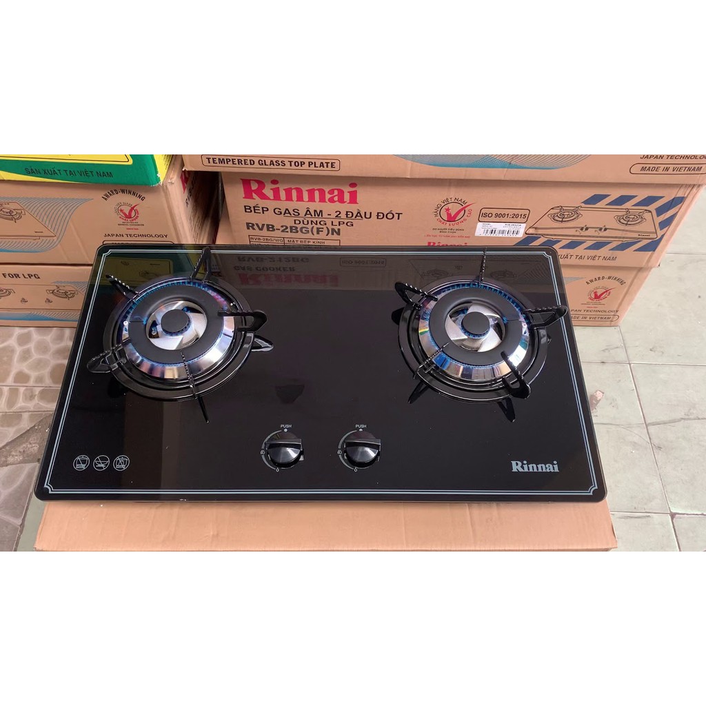 Bếp gas âm Rinnai RVB-2BG+ VAN DÂY - BẢO HÀNH 24 THÁNG