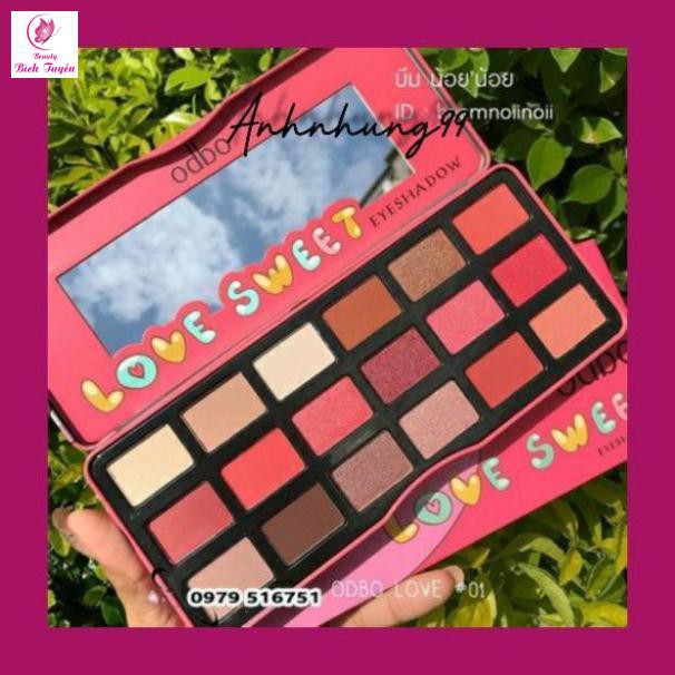 (auth 100%)( tặng chì kẻ mày)phấn mắt 18 ô odbo love sweet eyeshadow thái lan chính hãng có nhũ lì kim tuyến đẹp