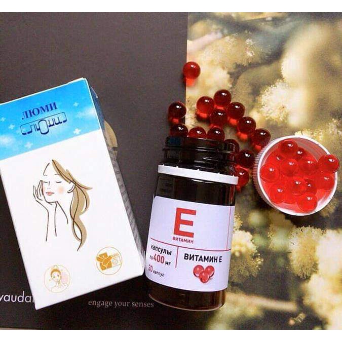 Viên Uống Vitamin E Đỏ Nga Lumi 400mg  Hộp 30 viên giúp da mịn, chống lão hóa