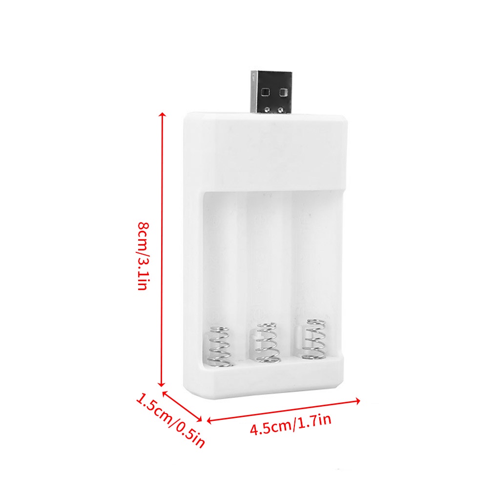 Bộ cắm sạc pin 3 khe AA AAA cổng nguồn USB bằng nhựa