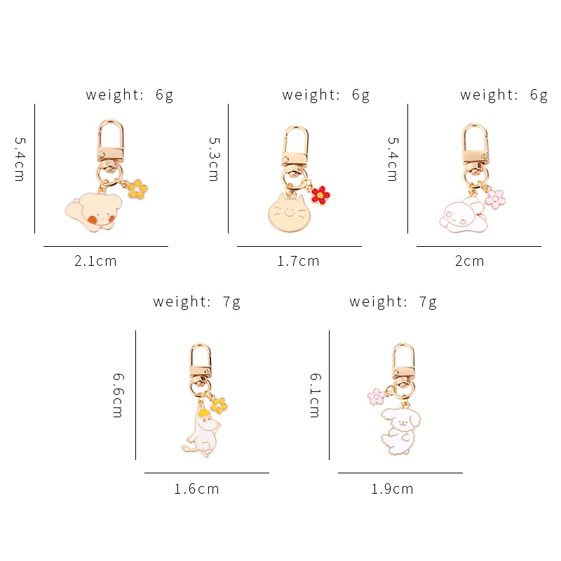 Móc khóa QIHE JEWELRY mẫu động vật hoạt hình 5 kiểu dáng dễ thương lựa chọn