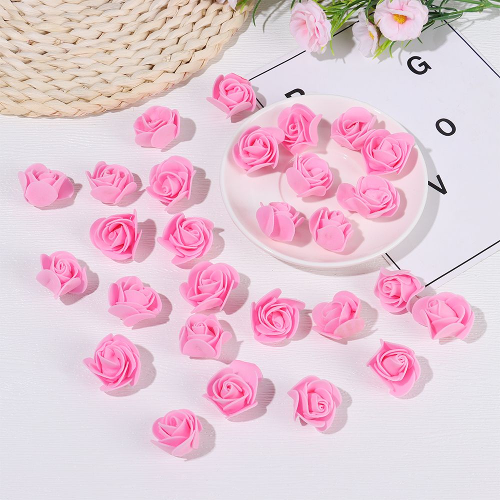 Bộ 50 bông hoa hồng giả 3.5cm chất lượng cao bằng xốp PE nhiều màu sắc chất lượng cao để làm quà thủ công DIY