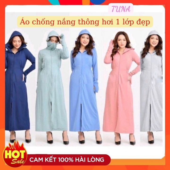 XẢ KHO ( Áo chống nắng dáng dài toàn thân,áo nắng nữ làm từ vải thông hơi 1 lớp, vải đẹp mát rượi