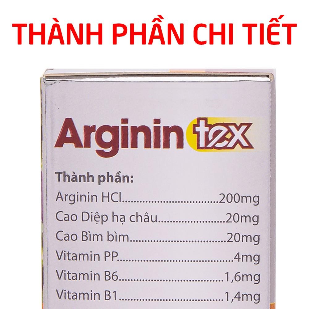 Viên uống bổ gan Arginin Tex mát gan, giải độc gan, hạ men gan - 60 viên