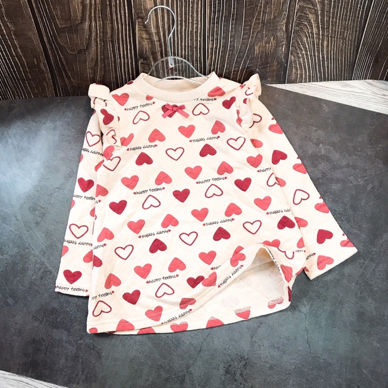 Váy nỉ xuất dư dáng baby doll hồng pastel cho bé, váy dài tay thu đông 2021