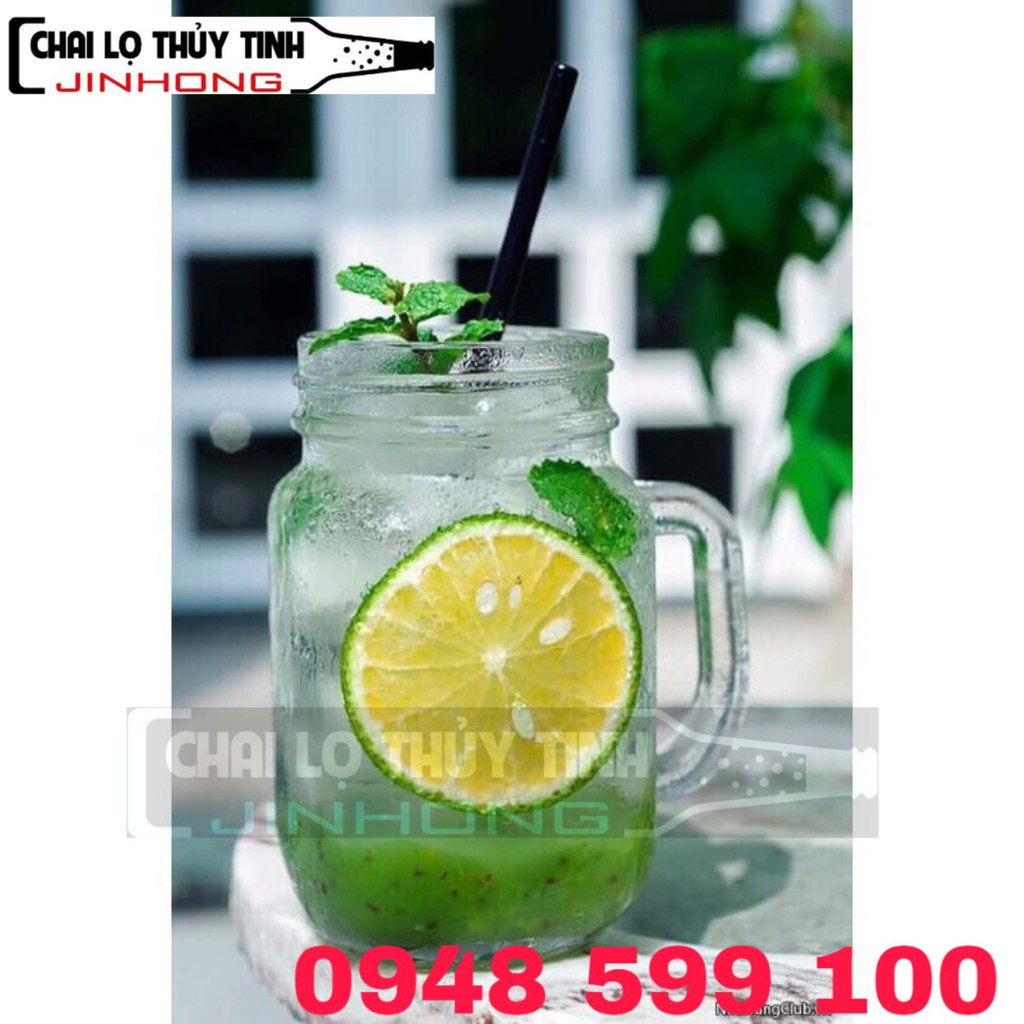 Bộ 10 Ly Quai Thủy Tinh Trà Sữa 450ML Nắp Có Lổ | BigBuy360 - bigbuy360.vn