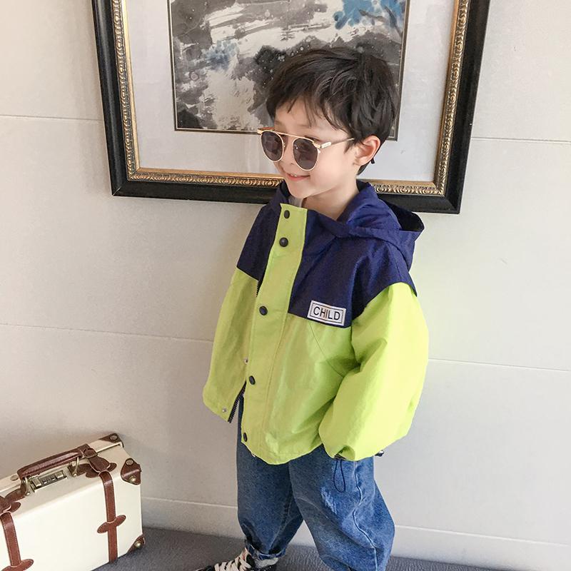 Áo Khoác Có Nón Dáng Rộng Màu Sắc Tương Phản Phong Cách Phương Tây Thời Trang Hàn Quốc 2022 Cho Bé Trai