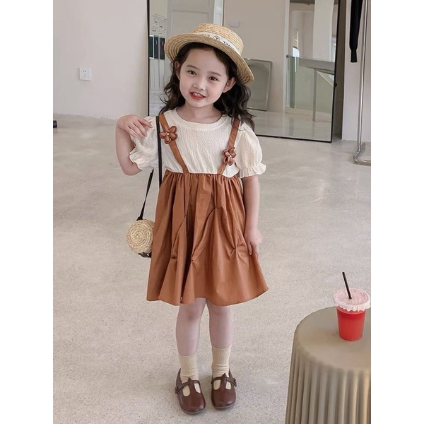 Váy Đầm Cho bé Gái, Váy Giả Yếm Chất Đũi Mềm Mát Cho Bé Gái_Umeekid