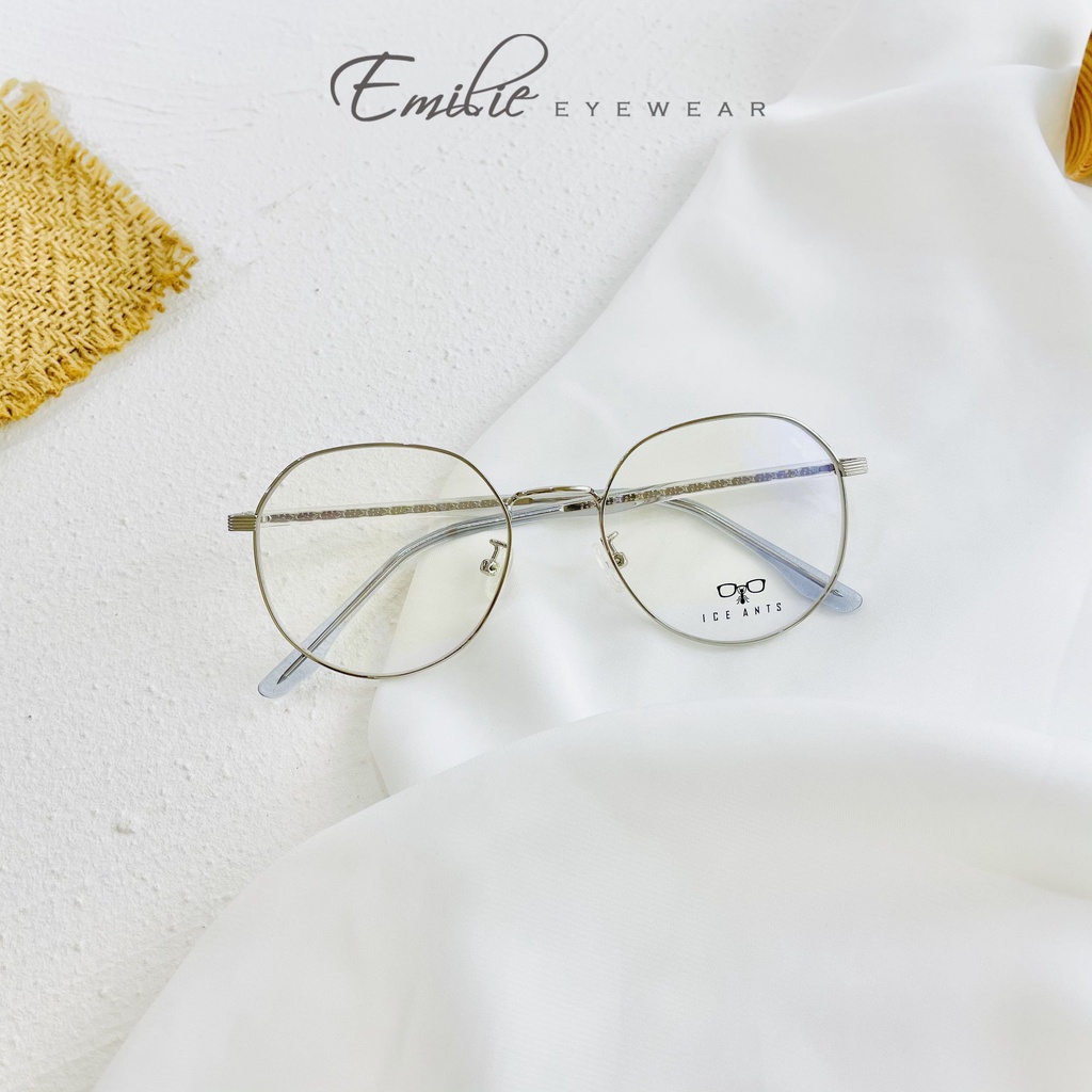 Gọng kính tròn bầu nam nữ chất liệu kim loại bọc cốt Kính mắt Emilie phụ kiện thời trang 1007