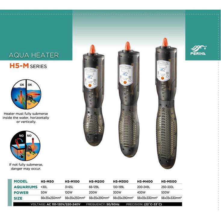 (Hàng cao cấp) Sưởi bể cá chống cháy nổ Periha dòng cao cấp H5-M50, H5-M100, H5-M200, H5-M300, H5-M500