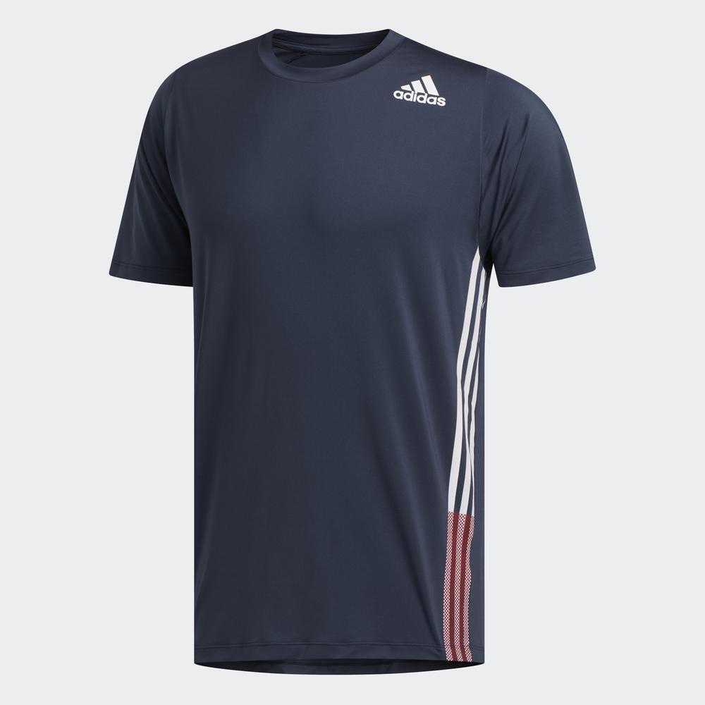 Áo Tee adidas TRAINING Nam Áo phông 3 Sọc FreeLift Màu xanh dương FJ6181 - Hàng Chính Hãng