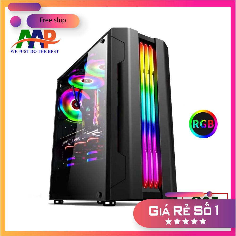 Case AAP G05 GAMING (MẶT HÔNG KÍNH CƯỜNG LỰC + Mặt trước có sẵn dãy đèn LED RGB) - CHÍNH HÃNG AAP