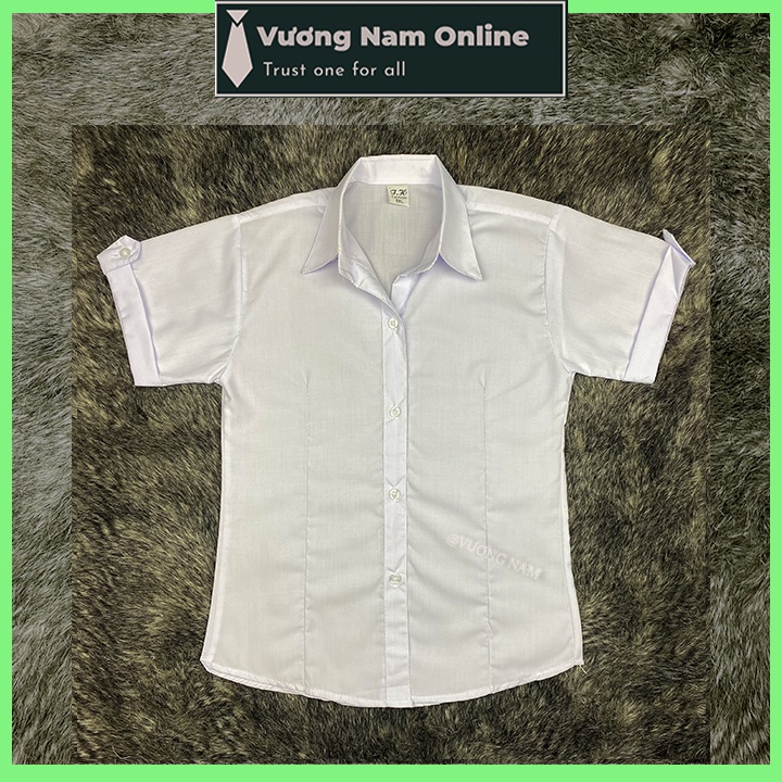 Áo sơ mi học sinh trắng nữ tay NGẮN DÀI hàng tiêu chuẩn vải kate tốt cấp 1 2 và 3 vạc bầu VN95C