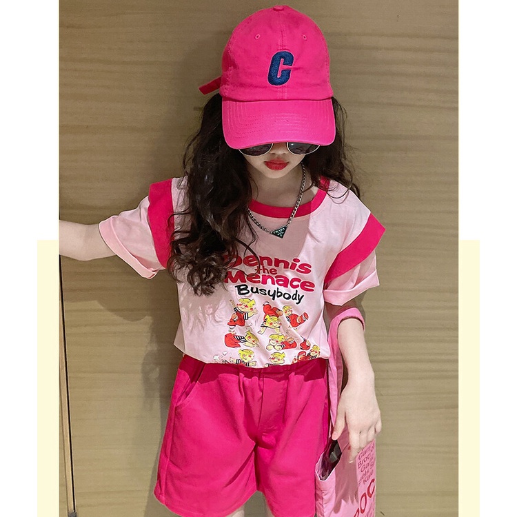 Set Áo Thun Ngắn Tay Và Quần Short Thời Trang Mùa Hè Cho Bé Gái 5-6 tuổi 6-7 tuổi 7-8 tuổi 8-9 tuổi 9-10 tuổi 10-11 tuổi 11-12 tuổi 12-13 tuổi 13-14 tuổi 15-16 tuổi