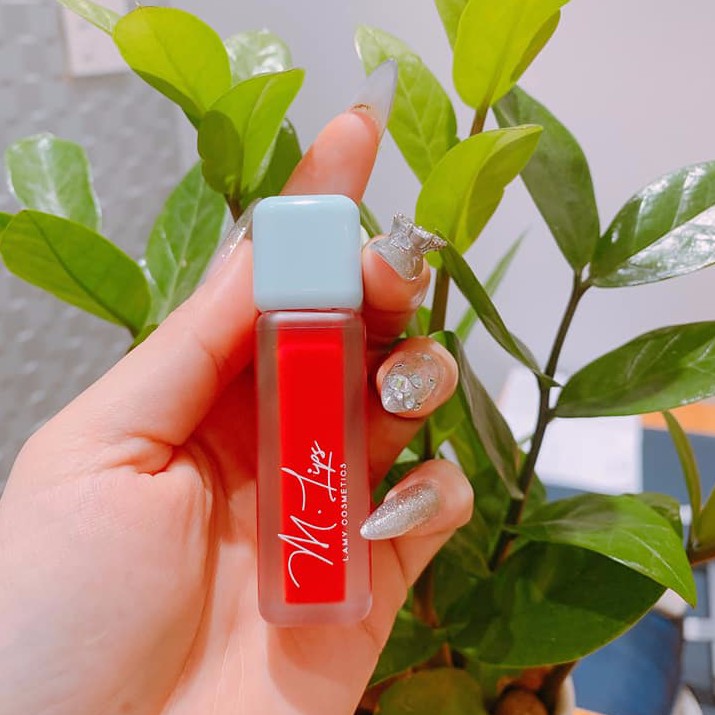 Son kem M.Lips Đỏ nhung & Đỏ nâu, màu lì lâu trôi, lên màu cực chuẩn, mềm môi - Lamy Beauty Store