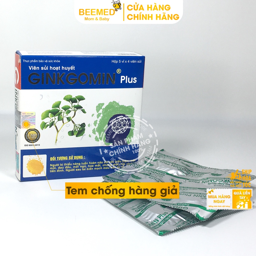 Hoạt huyết Ginkgomin plus Dạng sủi - tăng tuần hoàn não, giảm đau đầu từ Ginkgo Biloba, giảo cổ lam và maige