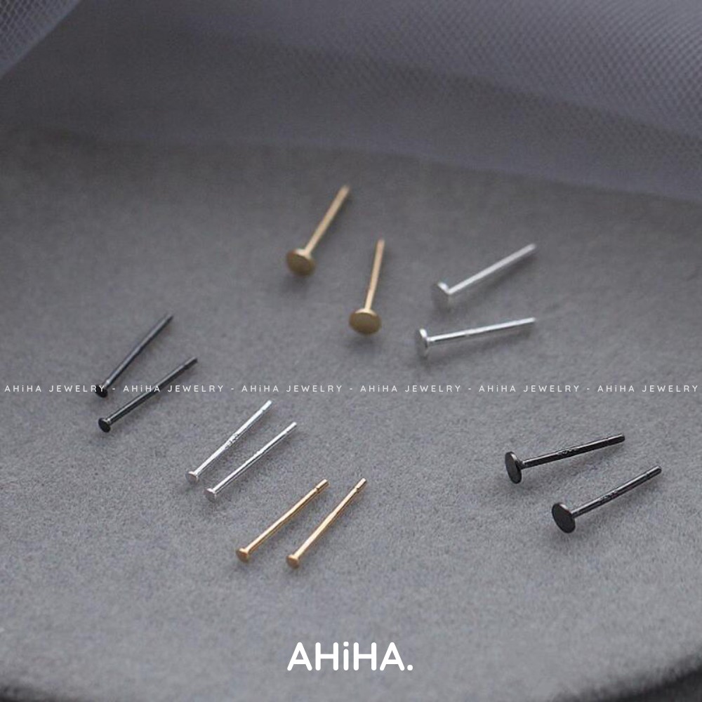 Khuyên tai bạc AHiHA chấm tròn 1.5 - 3mm phong cách Ulzzang đơn giản - HT06