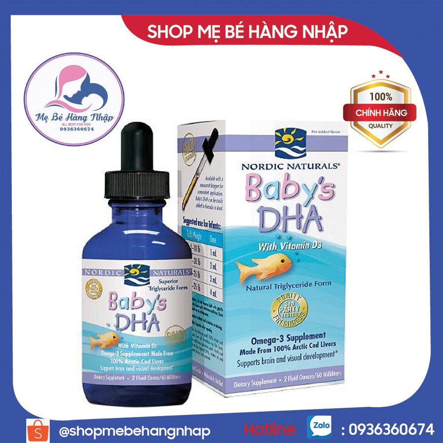 [hàng Mỹ USA] Baby DHA Drop,Bổ sung Omega3 và Vitamin D3 cho trẻ