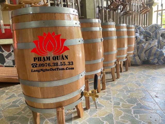 Thùng ngâm ủ rượu gỗ sồi Đỏ dáng đứng 50 lít