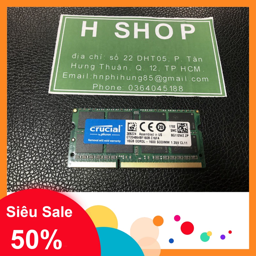 XẢ TUNG NÓC Ram Laptop 16Gb DDR3L (PC3L) bus 1600 tháo lắp máy chính hãng, BH 3 năm XẢ TUNG NÓC