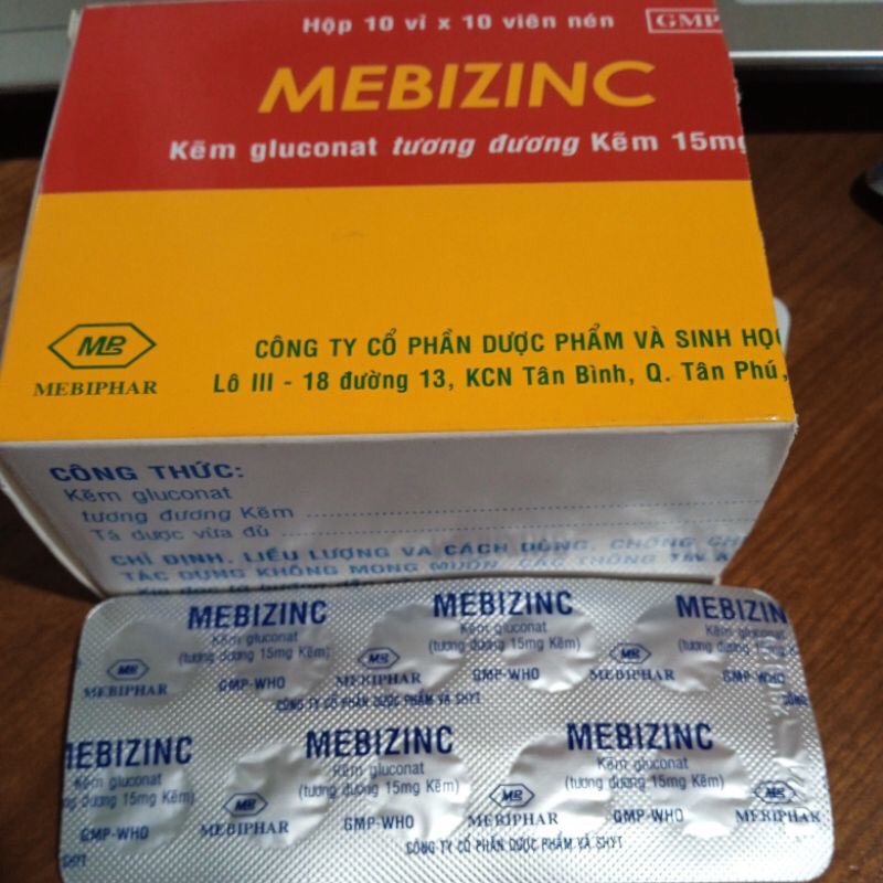 MEBIZINC - VIÊN UỐNG KẼM CHO DA BỊ MỤN - HỘP 100 VIÊN
