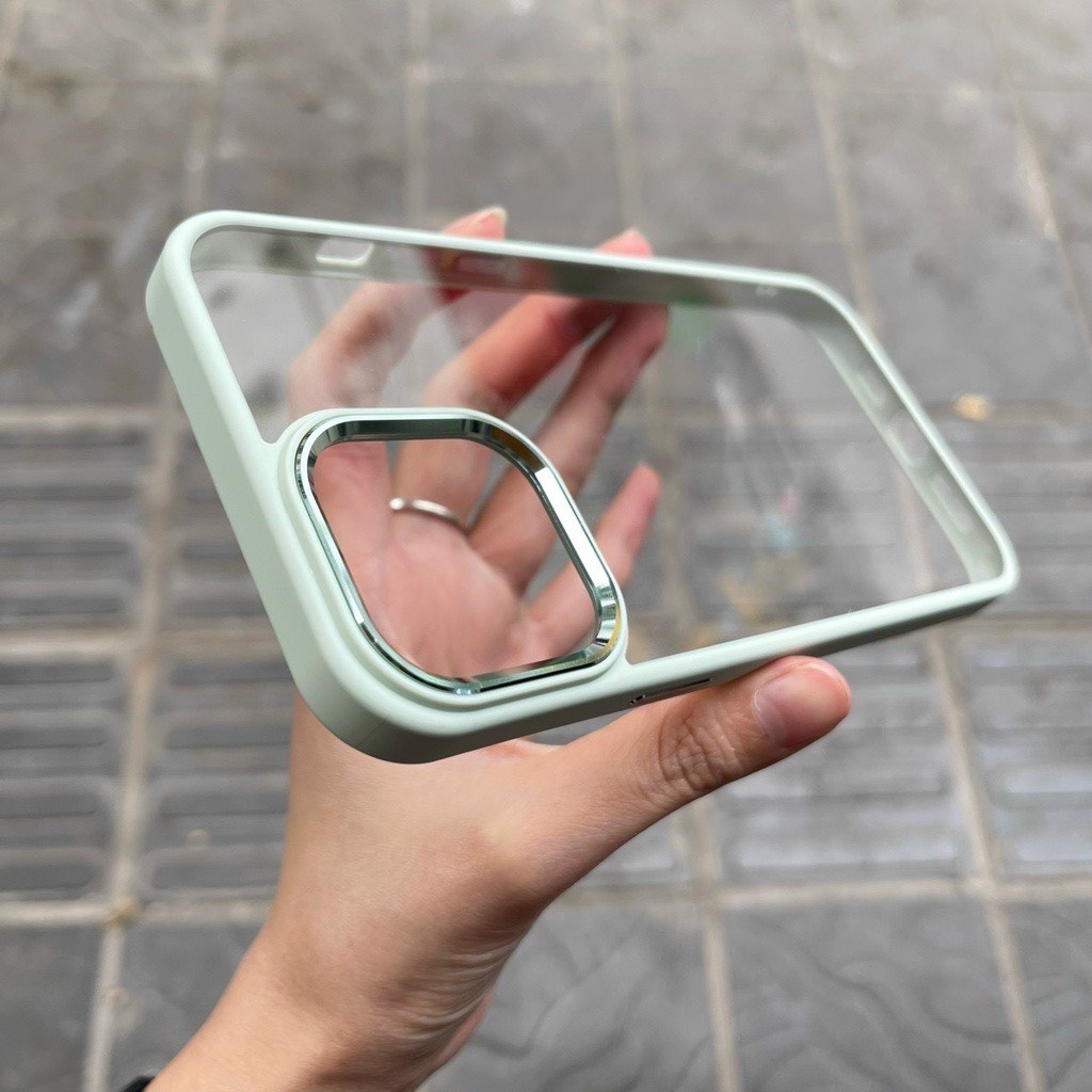 Ốp lưng kính trong viền silicone màu chống sốc cho IP 14 Promax , 14 Pro , 13 Promax , 12 Promax , 11 Max chính hãng X&amp;M