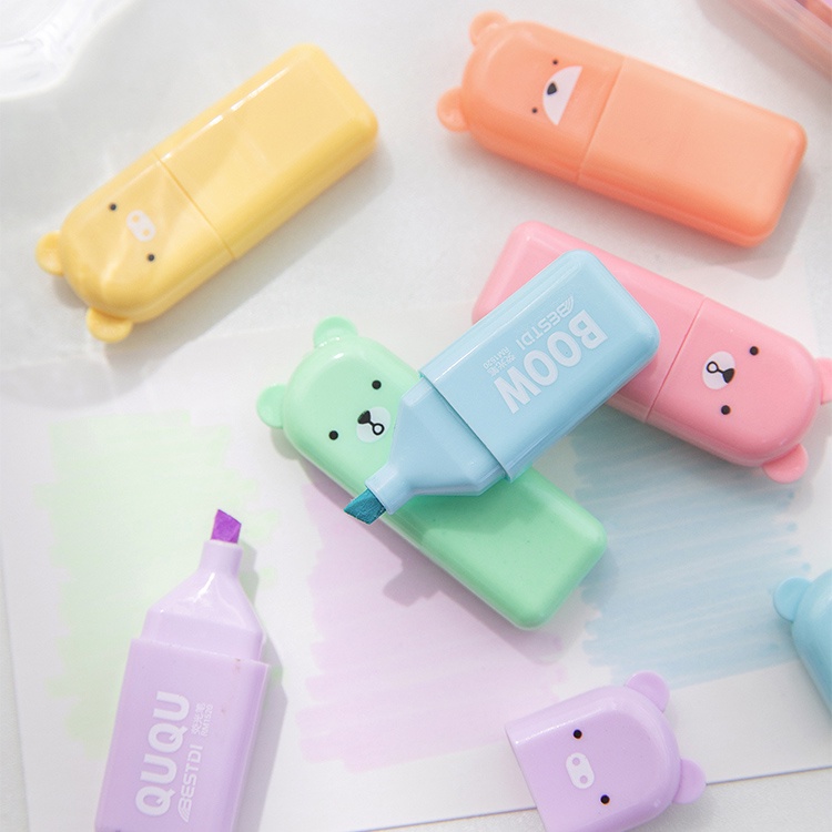 Bộ bút dạ quang mini màu macaron cổ điển cho học sinh