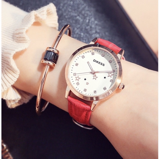 [Cực Shock] Đồng Hồ Nữ Dây Da Dikess Ngôi Sao Star 018 Thời Trang Cực Đẹp - Hazo